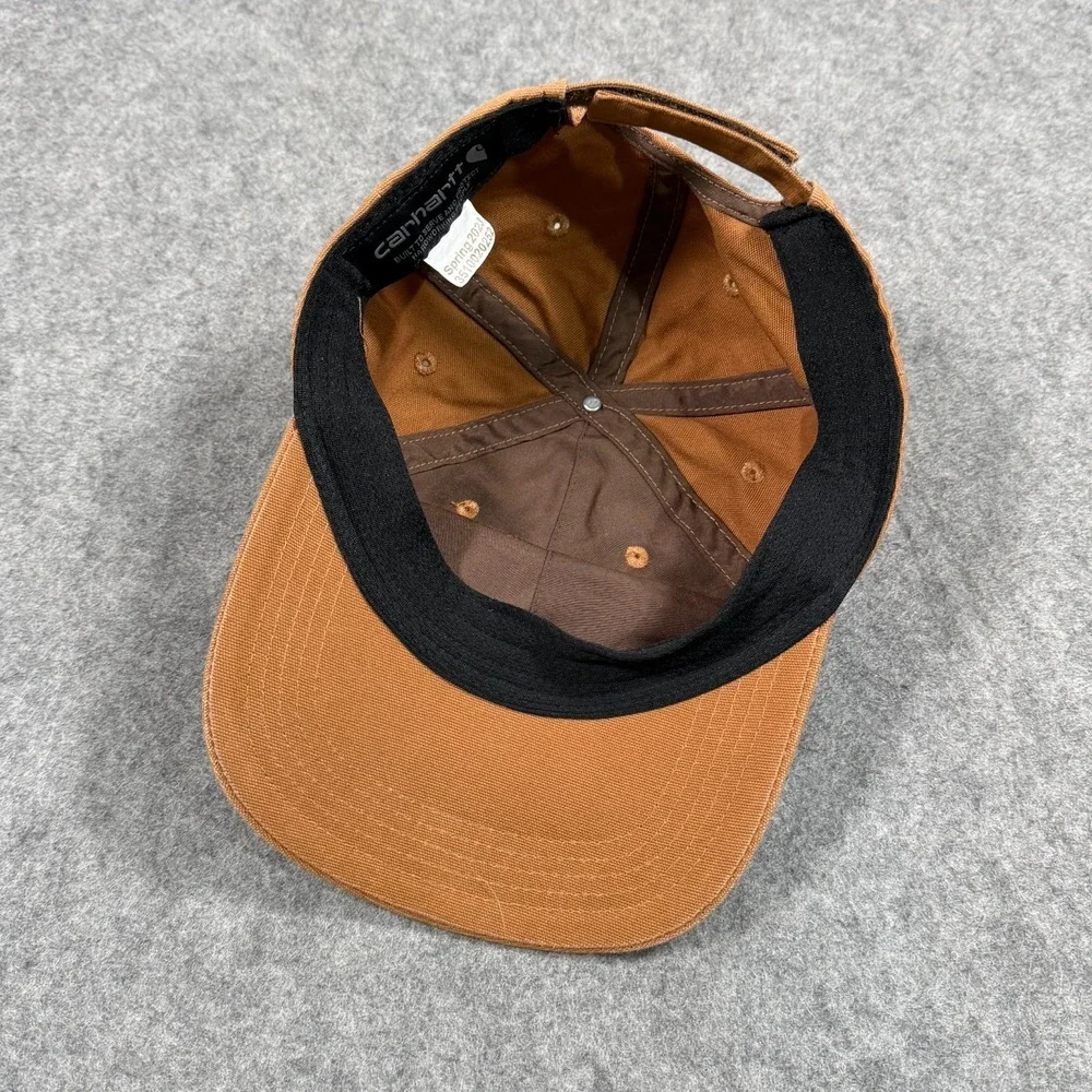 Carhartt Brown Cotton Canvas Leather‎ Logo Patch Baseball Hat Cap Men's One Size